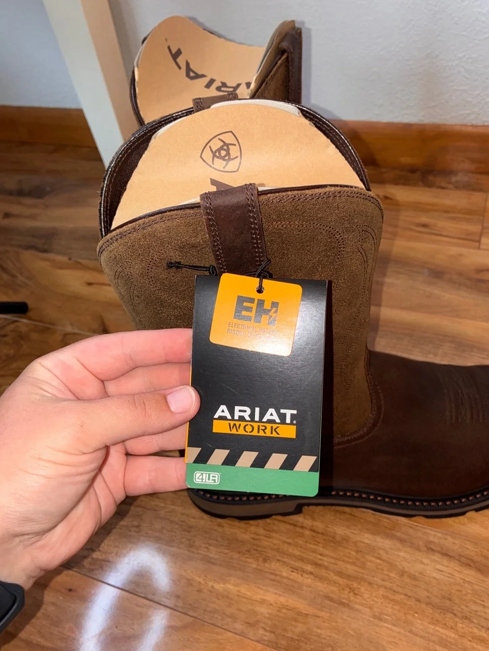 Ariat Men’s Groundbreaker Pull-On Work Boots, brown - size 14 EE (wide)